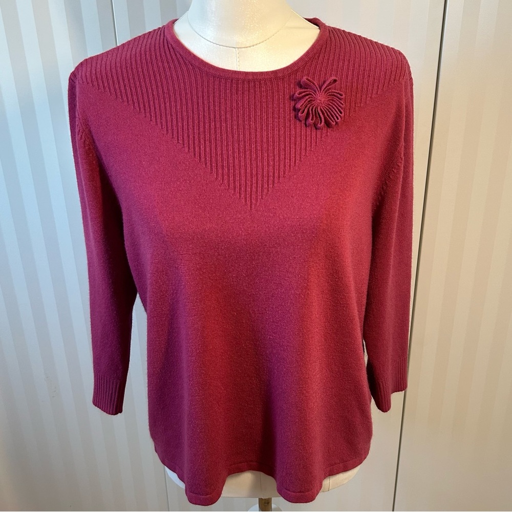 Eastex pink long sleeve sweater flower detail UK size 20 Canada Size XL